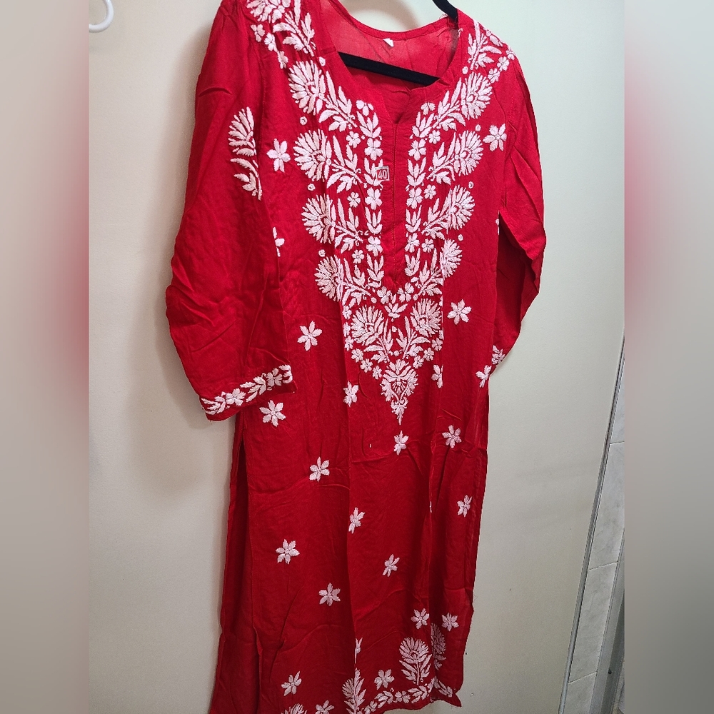 SOLD New 2 pc hand embroidered chikankari top+ palazzo pant - Picture 3 of 5